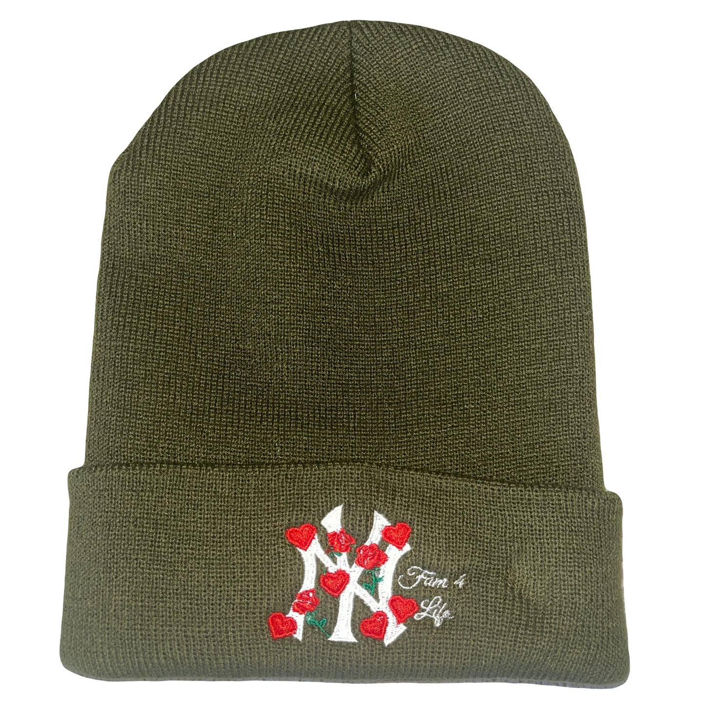 Lovers and Roses Beanie (Olive Green)