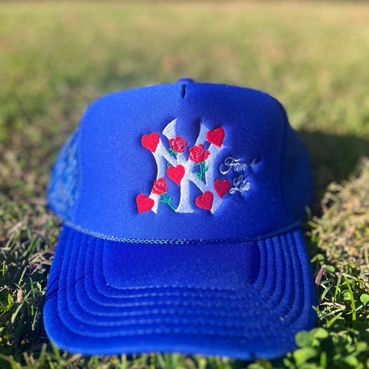 NY Lovers and Roses Trucker Hat (Blue)