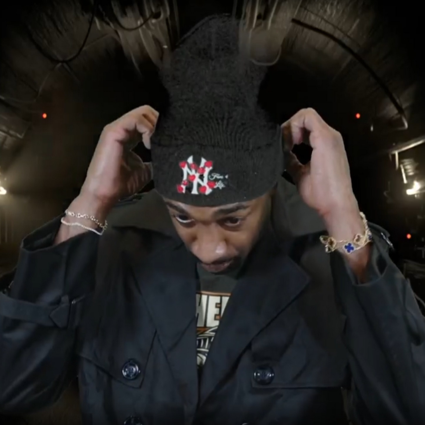 Gilbert Arenas wearing Black Fam 4 Life Beanie