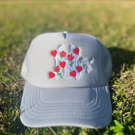 NY Lovers and Roses Trucker Hat (Gray)