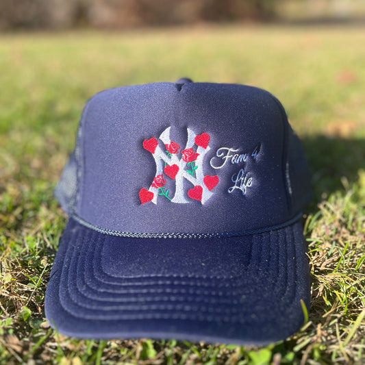 NY Lovers and Roses Trucker Hat (Navy Blue)